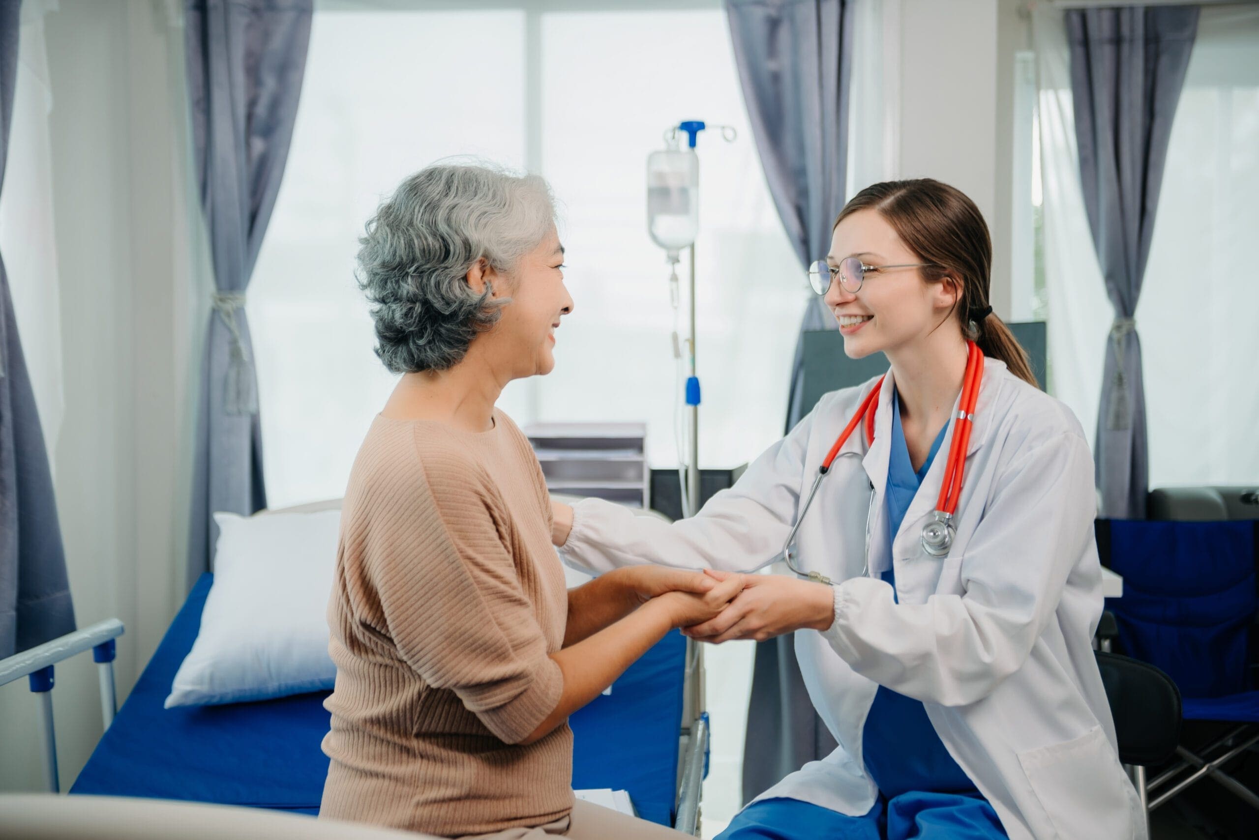 Doctor discussing diabetes treatment options with a patient in a clinical setting.