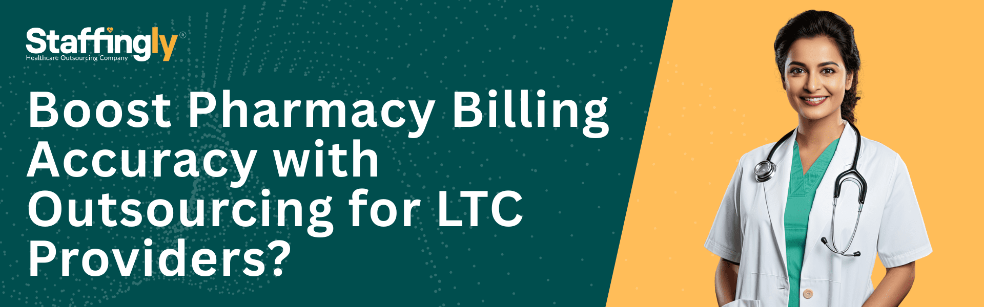 A healthcare worker reviewing pharmacy billing records in a nursing home.