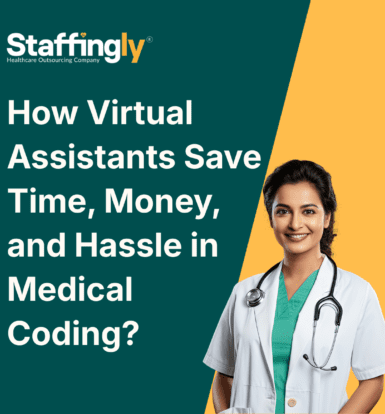 Two healthcare professionals reviewing patient records and codes on a computer in a clinical setting.