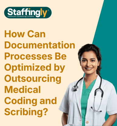 A healthcare provider consulting with a patient while using outsourced medical scribing and coding services.