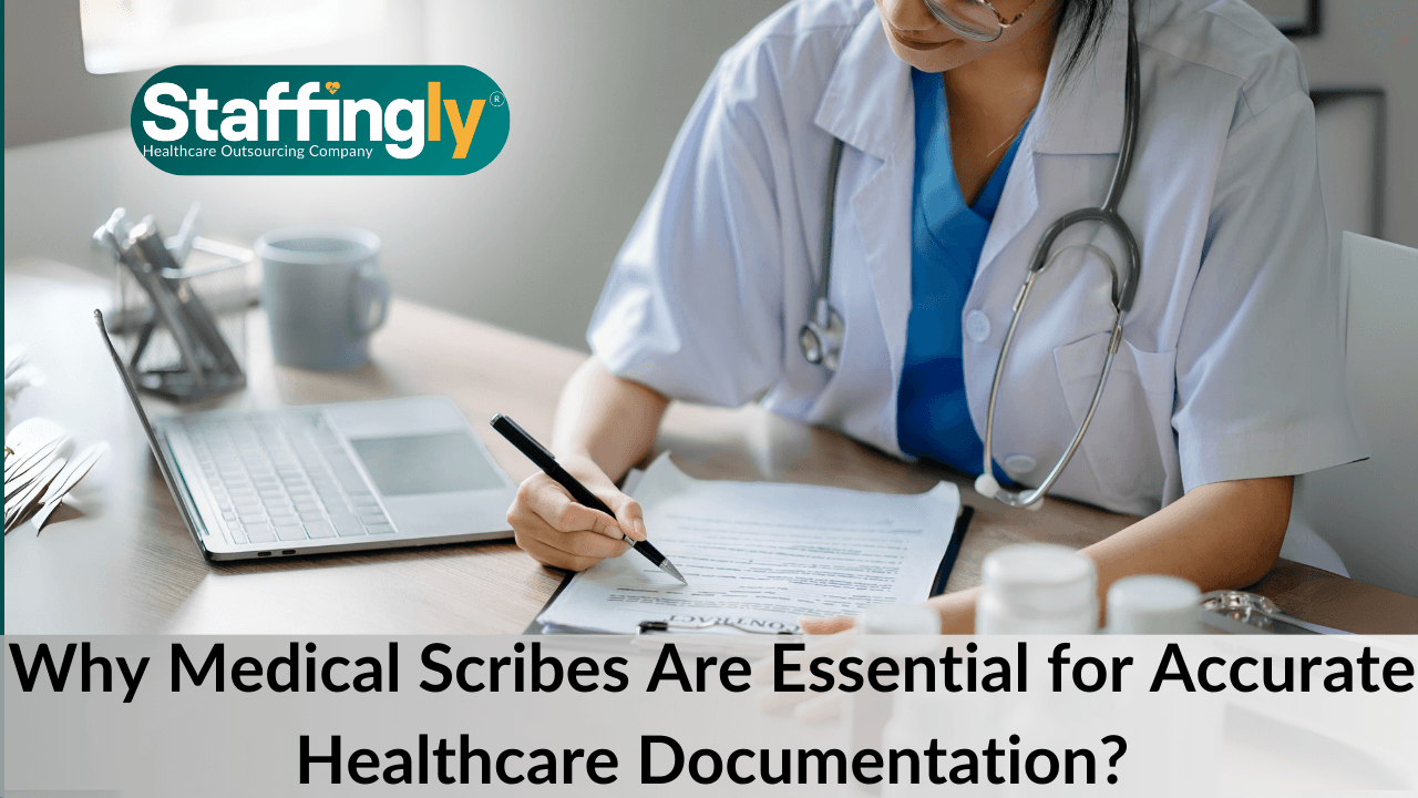 A healthcare professional using medical scribing services.