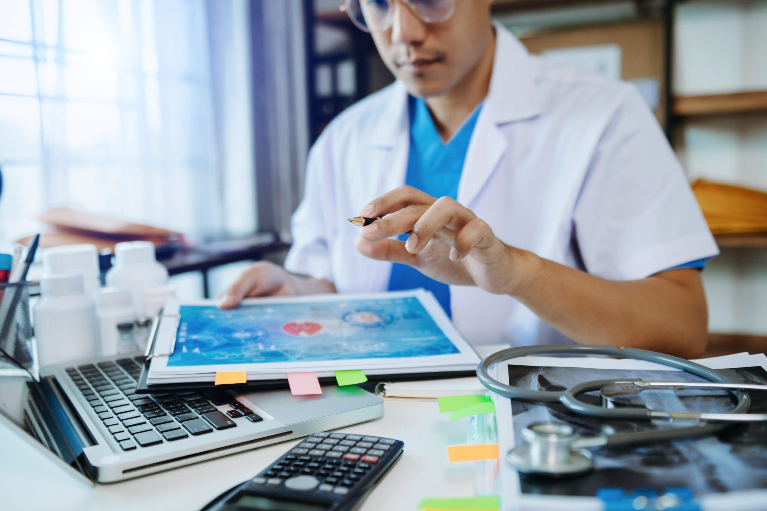 AI-assisted medical coding interface with a healthcare provider reviewing codes