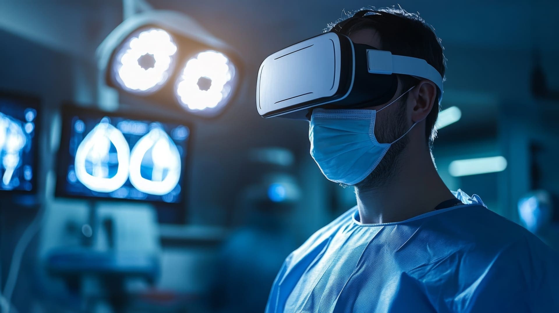 Featured image showing Virtual Reality in healthcare, depicting a patient using VR goggles to explore medical education and care options.