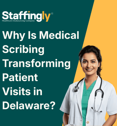 A medical scribe assisting a physician in documenting a patient encounter in Delaware.