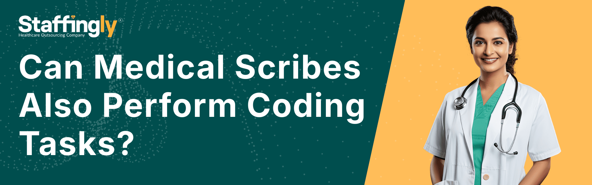 A medical scribe documenting patient notes while a coder reviews medical codes on a computer.