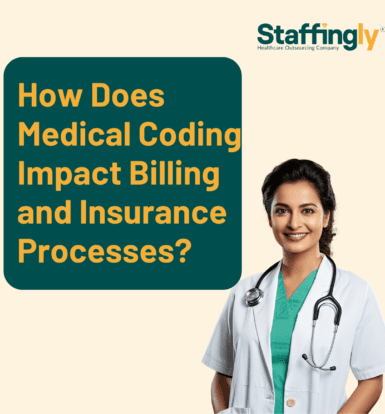 A medical coder reviewing patient records and entering codes on a computer.