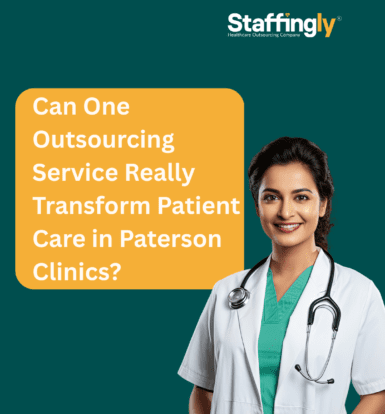 Businessman using tablet for healthcare admin tasks with icons representing prior authorization service in Paterson.