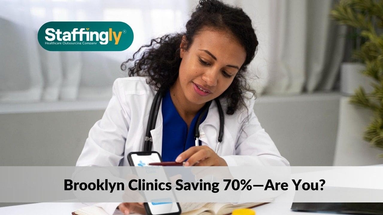 Doctor reviewing prior authorization approvals on a mobile device—streamlining Brooklyn clinics with faster, cost-effective outsourcing solutions.