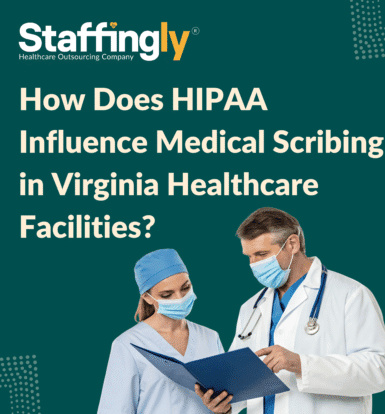 Medical scribe documenting patient visit on a computer in a Virginia healthcare facility
