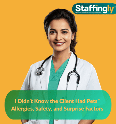 Caregiver preparing for a shift with full household details