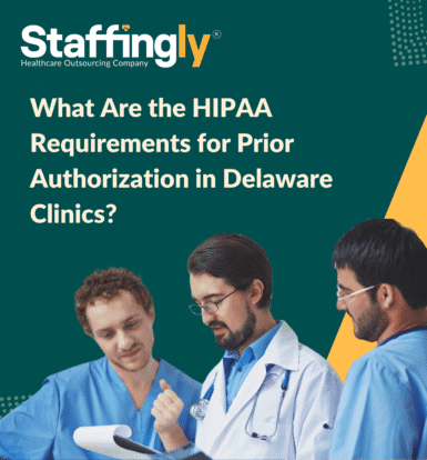 Healthcare professional reviewing patient records on a tablet with secure data management for prior authorization compliance.