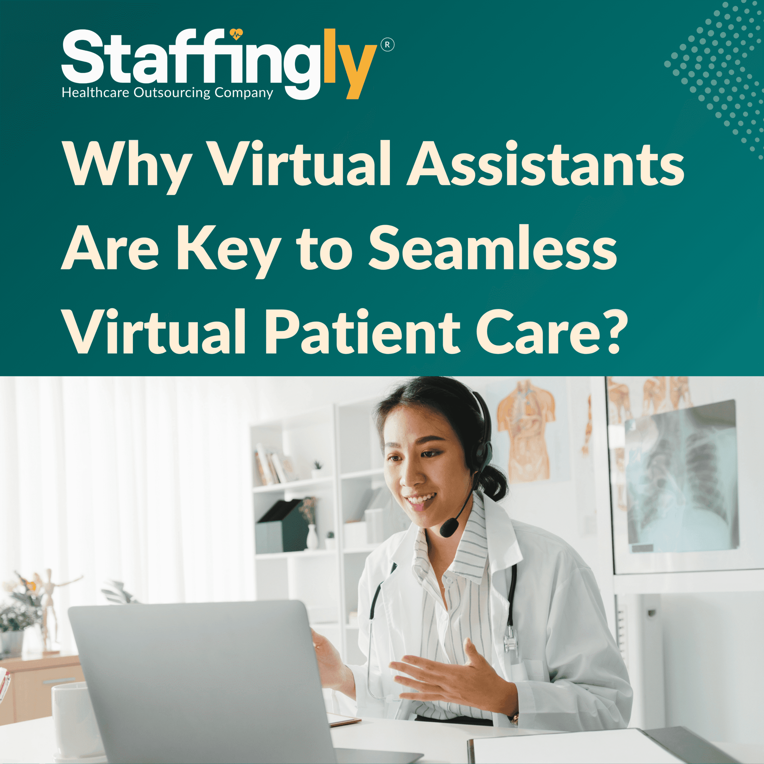 Virtual medical assistant coordinating telehealth tasks on a dual-monitor setup