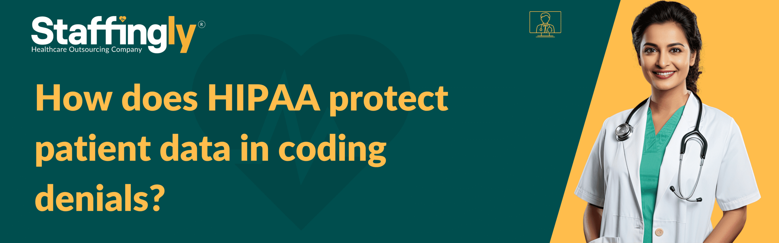 The image illustrates the importance of HIPAA compliance in safeguarding patient information during coding denials in healthcare practices.