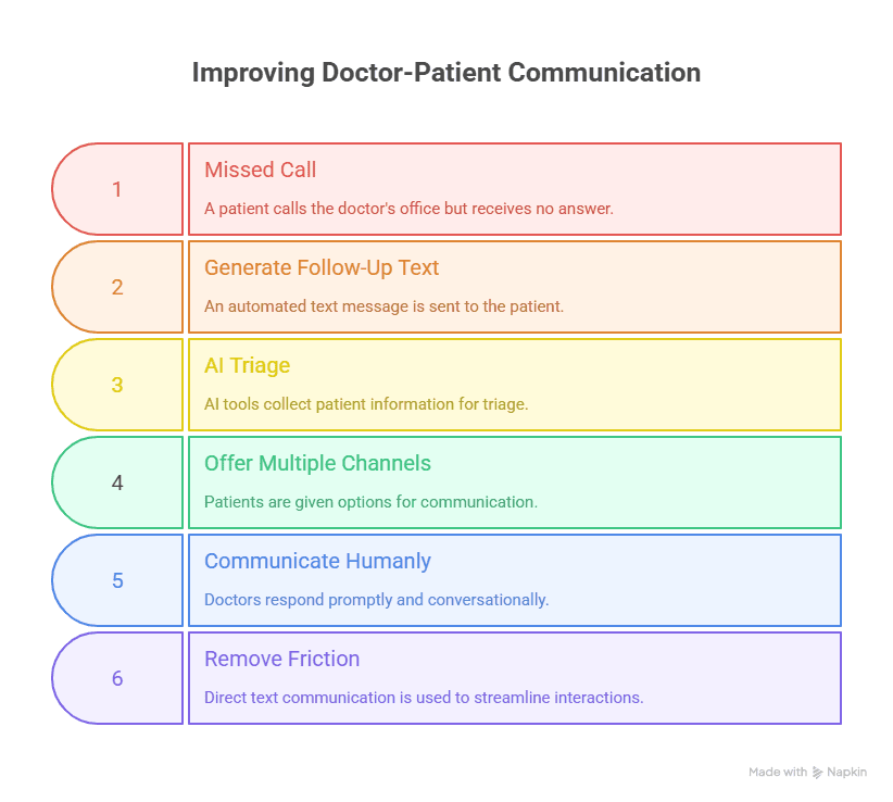 Doctor using phone to text with a patient instead of checking voicemail