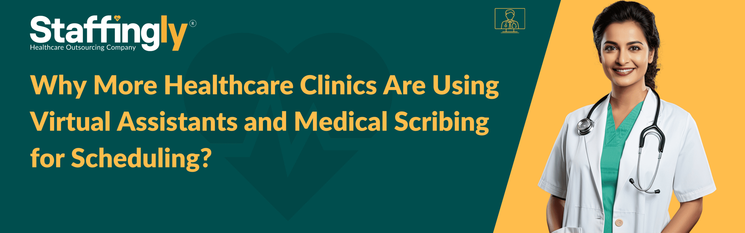 Virtual assistant managing clinic scheduling with medical scribe support in EMR.