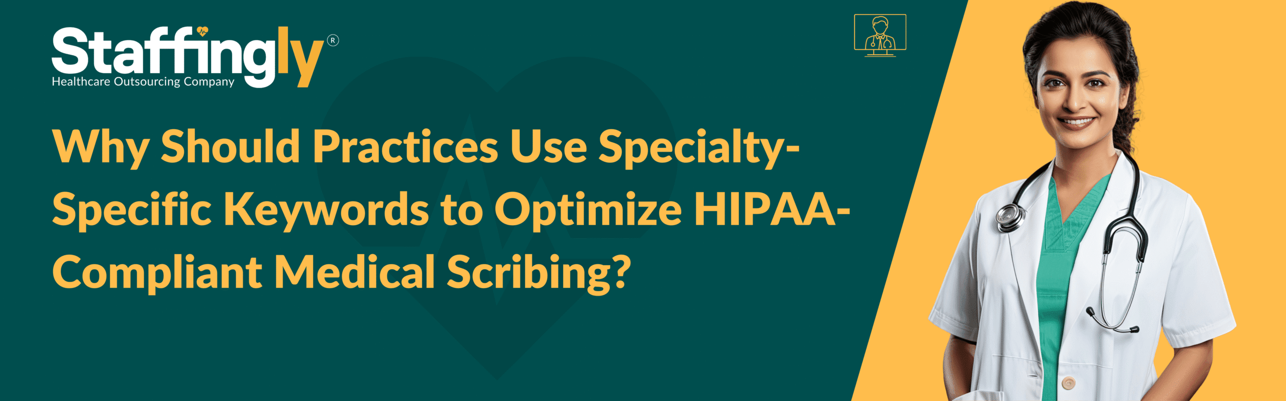 Medical scribe entering specialty-specific keywords for HIPAA-compliant documentation