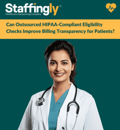 Patient service representative verifying insurance eligibility on a HIPAA-compliant system before a clinic visit.